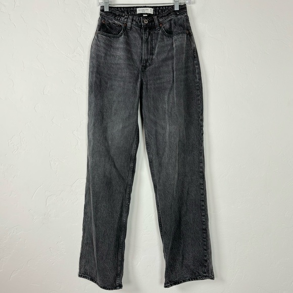 A&F Abercrombie & Fitch Jeans Denim The Loose High Rise Dark Grey Black Wash - Picture 1 of 8